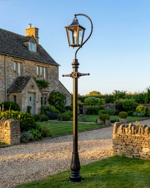 "Lincoln" Swan Neck & Lamp Post 2.46m - Black