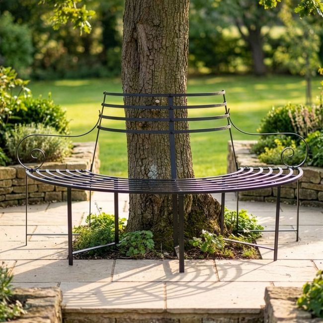 "Monmouthshire" Black Wrought Iron Deluxe Tree Seat digital illustration