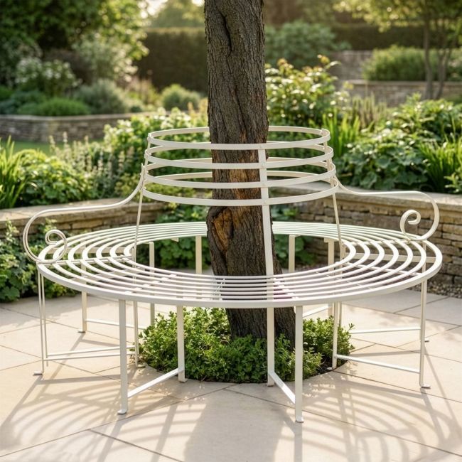 "Monmouthshire" Cream Wrought Iron Deluxe Tree Seat