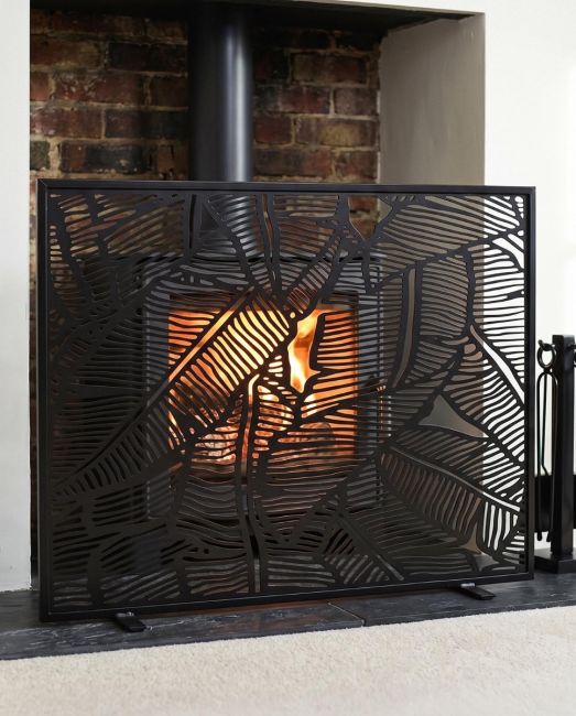 "Royal Osmunda" Tropical Leaf Fire Screen in Situ