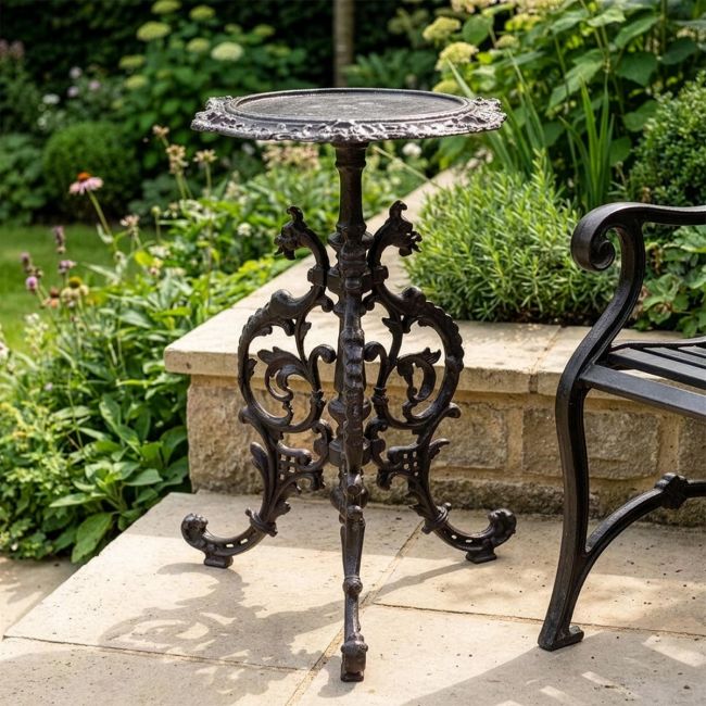 "Serpent" Gothic Cast Iron Side Table in a Rustic Finish