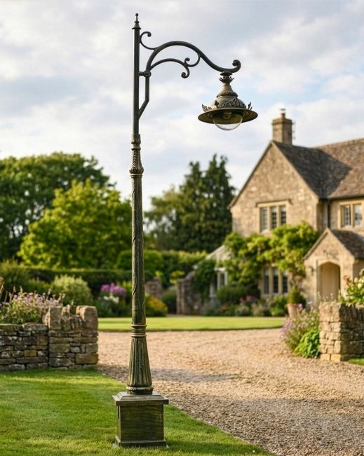 "The Ivy" Antique Pale Green Ornate Gothic Cast Iron Lamp Post 2.5m digital illustration