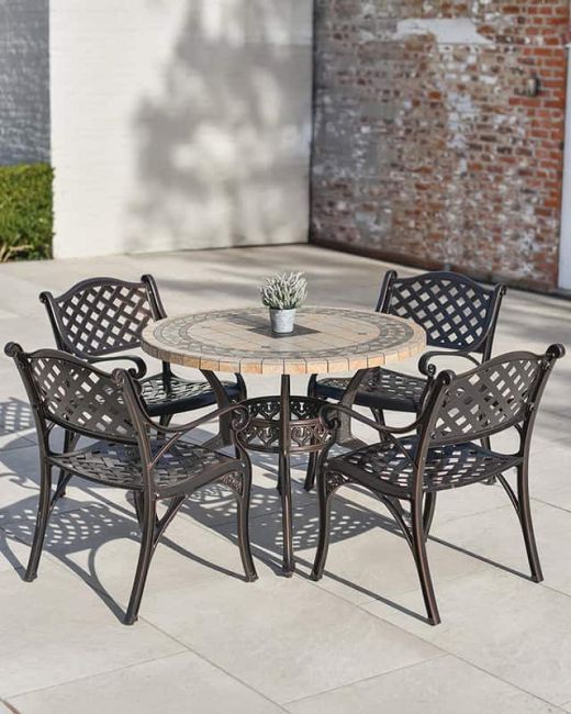 "Abberton" Antique Copper Four Seater Outdoor Dining Set - Thumbnail