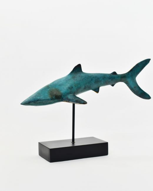 "Abyssal Apex" Cast Brass Shark Sculpture