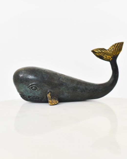 "Abyssal Voyager" Whale Ornament in Cast Brass