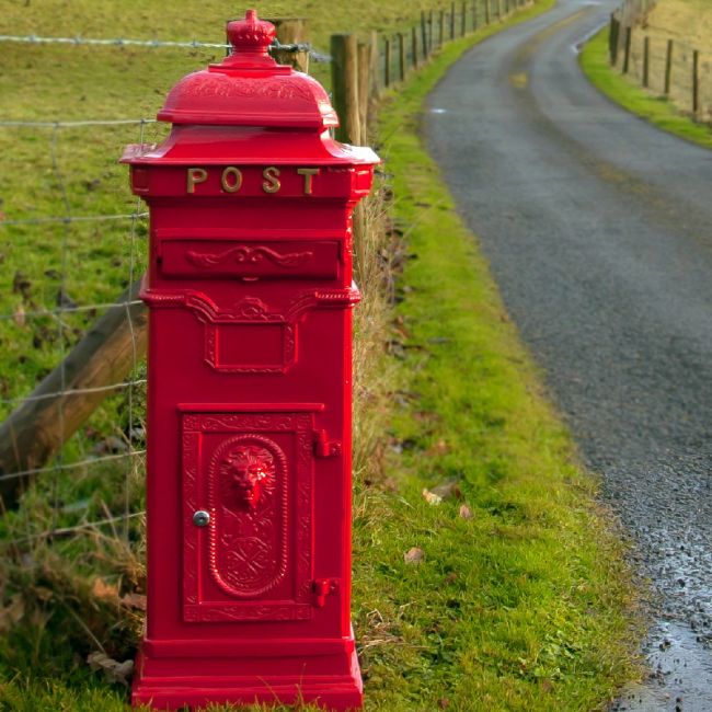 “African Sunset” Red Camden Deluxe Free Standing Post Box “African Sunset” Red Camden Deluxe Free Standing Post Box