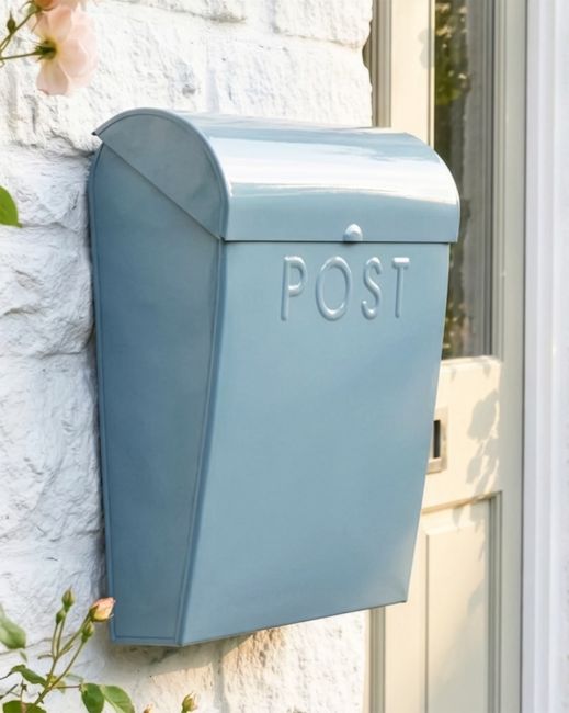 “April Showers” Slate Blue Contemporary Post Box digital illustration 