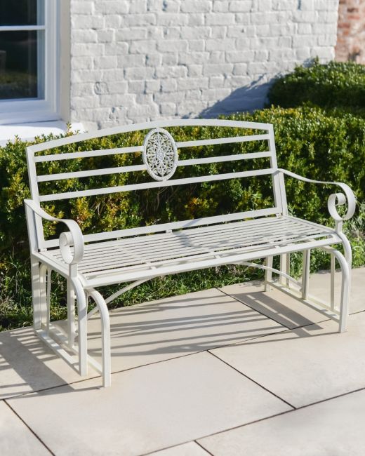 "Arcadia" Garden Rocking Bench Wrought Iron - Cream