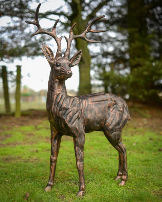 "Ash" the Cast Aluminium Observant Stag Garden Sculpture