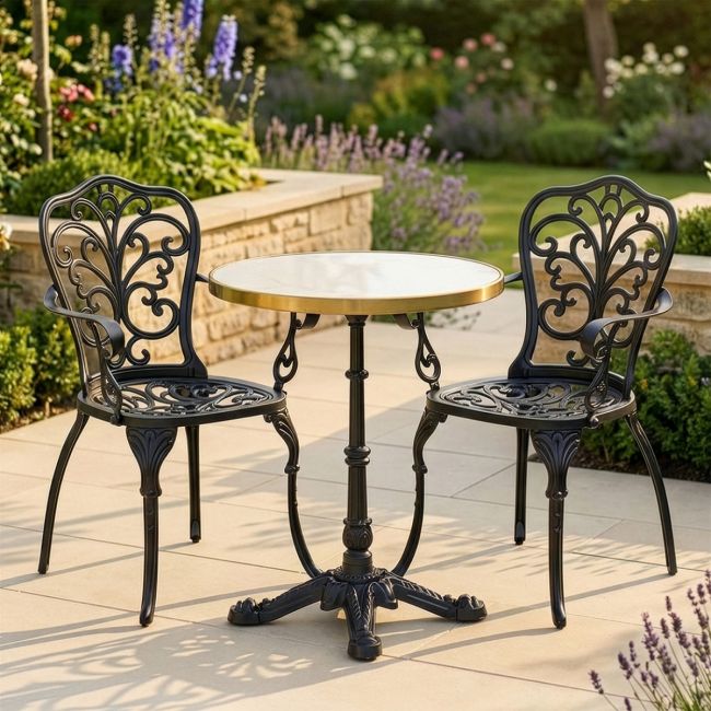 "Ashwell" Classic Black Two Seater Table and Chairs Set digital illustration "Ashwell" Classic Black Two Seater Table and Chairs Set digital illustration