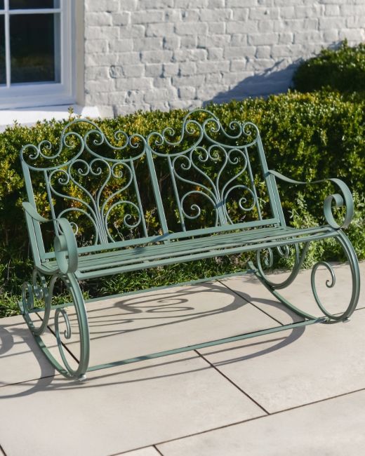 "Belvedere" Garden Rocking Bench Wrought Iron - Sage