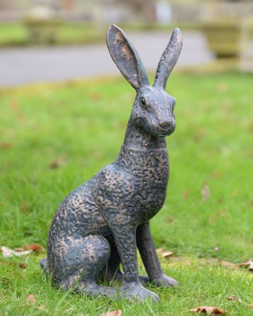 "Briar" the Hare Cast Aluminium Garden Sculpture - Verdigris MAin image