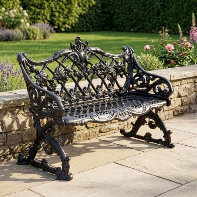 "Caddington" Cast Iron Bench - Black