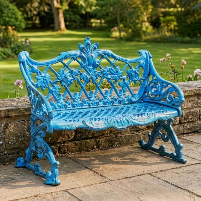 "Caddington" Cast Iron Bench - Blue