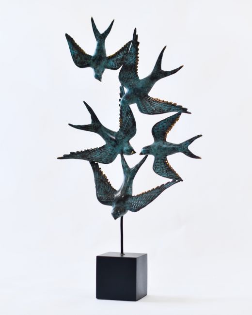 "Celestial Migration" Cast Brass Bird Sculpture