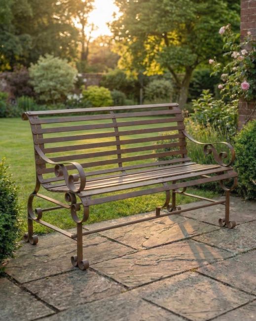 "Chatham" Two Seater Garden Bench - Rustic ai illustration 