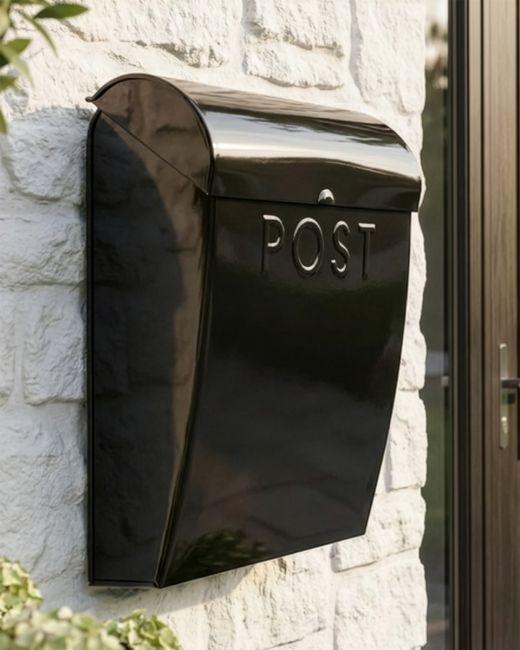 “Cityscape” Black Contemporary Post Box digital illustration 