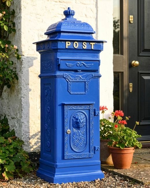 “Coastal Surf” Blue Camden Deluxe Post Box Free Standing Post Box digital illustration