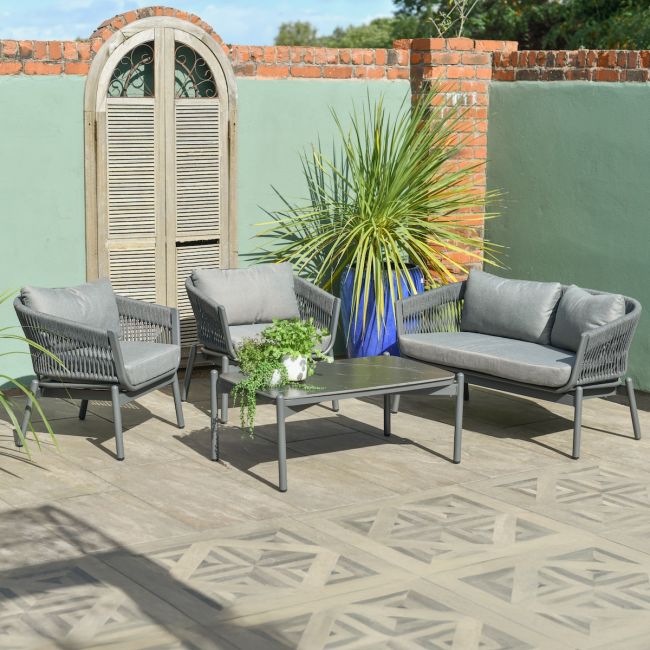 "Corda Grigio" Woven Rope Anthracite Grey Garden Lounge Furniture Set