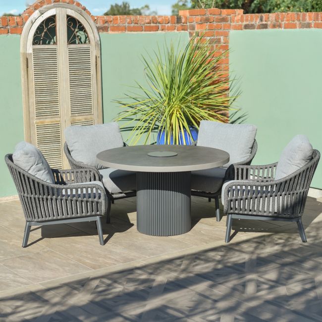 "Corda Grigio" Woven Rope Four Seater Table & Chairs Set "Corda Grigio" Woven Rope Four Seater Table & Chairs Set