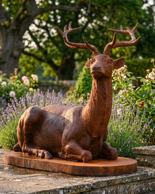 "Elkin" Cast Iron Stag Sculpture- Facing Right Digital Illustration