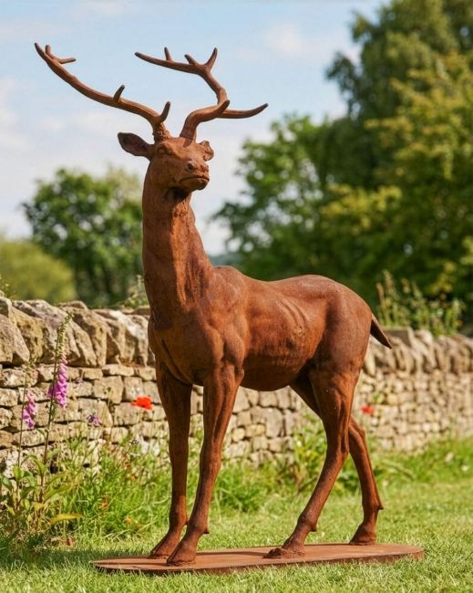 "Elkin Highlands Herd" Cast Iron Stag Sculpture - Facing Left Digital Illustration