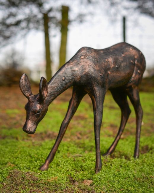 "Ember" the Cast Aluminium Grazing Doe Garden Sculpture