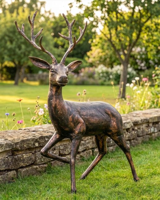 "Flint" the Cast Aluminium Gazing Stag Garden Sculpture Digital Illustration