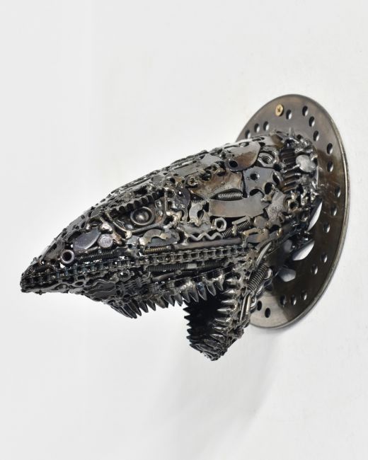 ‘Gears of the Deep" Upcycled Metal Wall Mounted Shark Bust main image