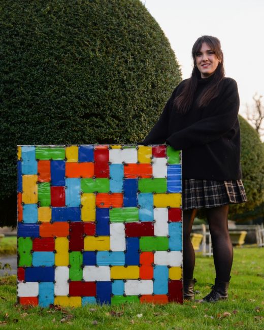 "Geometric Gridlock" Oil Drum Scrap Metal Wall Art "Geometric Gridlock" Oil Drum Scrap Metal Wall Art