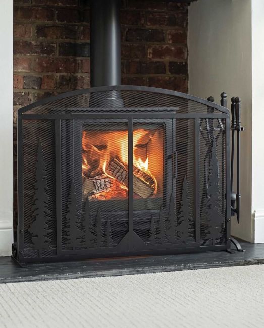 "Greenbank" Ornate Forest Scene Fire Guard