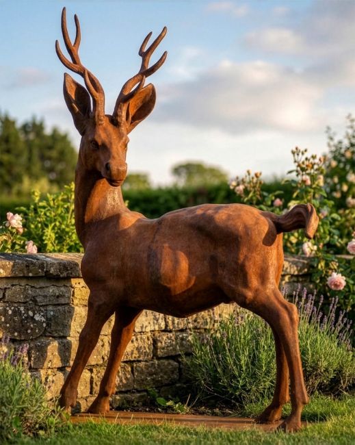 "Heighmoore" Rustic Iron Stag Statue Digital Illustration