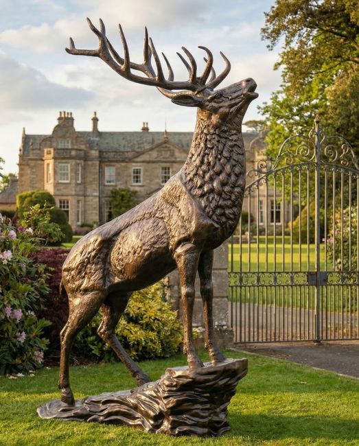 "Highland Prince" Stag on Rock Sculpture digital illustration