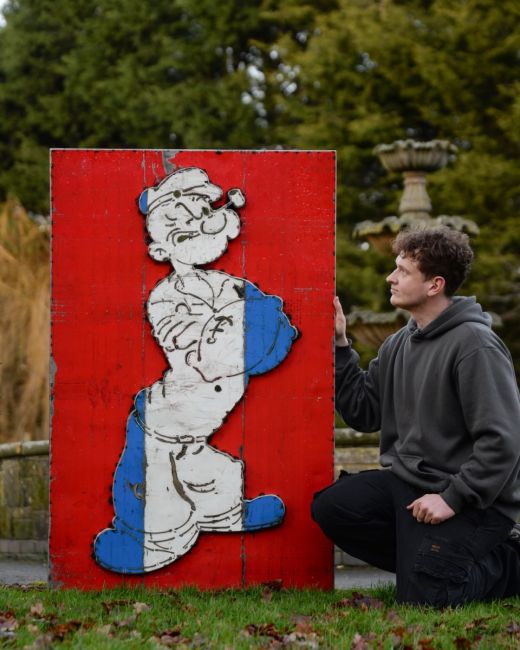 "Iron Armed Sailor" Oil Drum Scrap Metal Wall Art "Iron Armed Sailor" Oil Drum Scrap Metal Wall Art