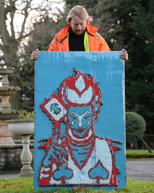 "Joker Card" Oil Drum Scrap Metal Wall Art "Joker Card" Oil Drum Scrap Metal Wall Art