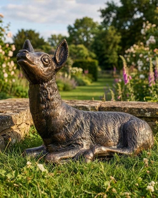 "Juniper" Lying Down Fawn Garden Sculpture Digital Illustration