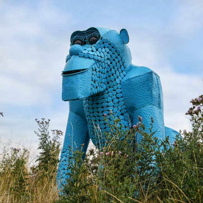 “Lord Greystoke” Stunning Silverback Gorilla Sculpture - Blue “Lord Greystoke” Stunning Silverback Gorilla Sculpture - Blue
