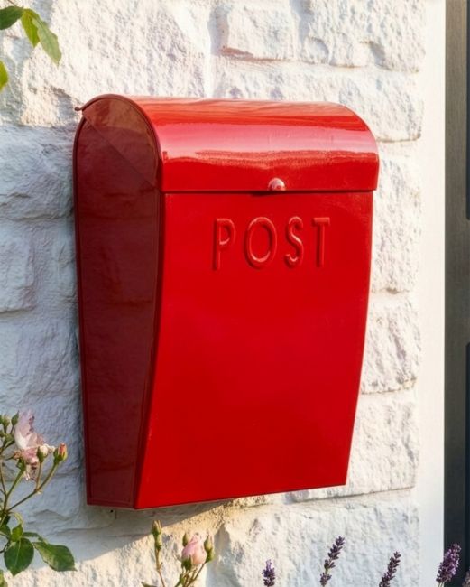 “Mediterranean Sunset” Red Contemporary Post Box digital illustration digital illustration