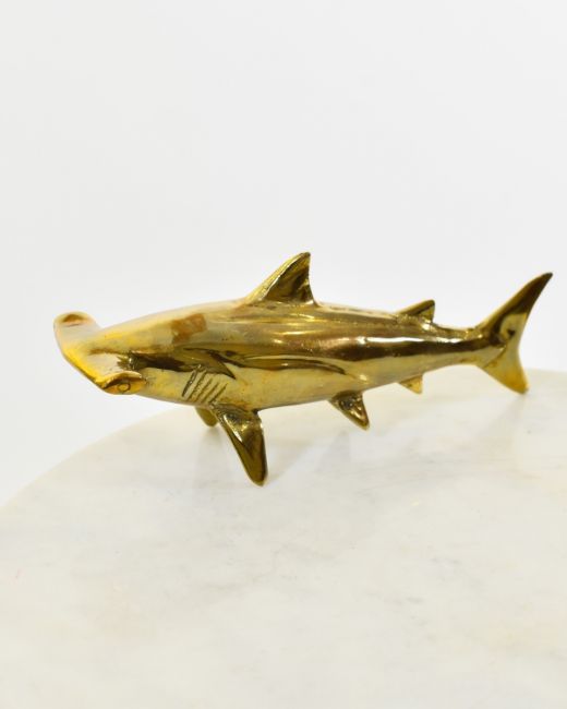 "Meridian" Hammerhead Shark Ornament in Cast Brass 