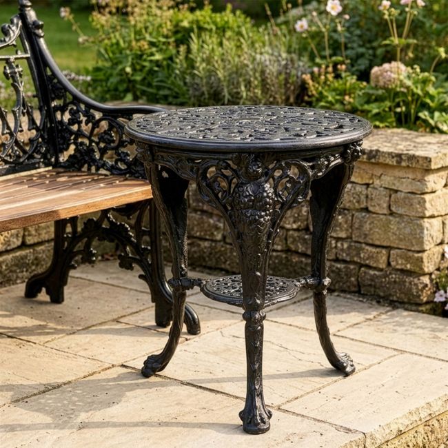 Round Cast Iron Victorian Table in a Black Finish
