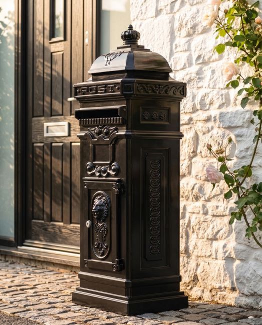 “Raventree” Black Camden Free Standing Post Box digital illustration 