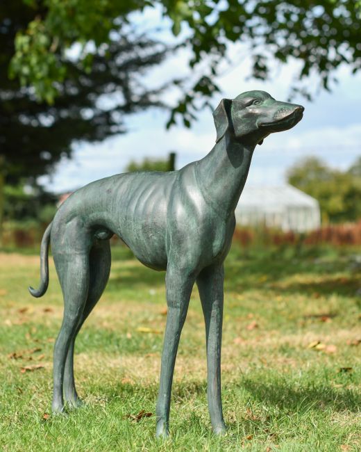 "Rocket" the Verdigris Greyhound Dog Sculpture "Rocket" the Verdigris Greyhound Dog Sculpture