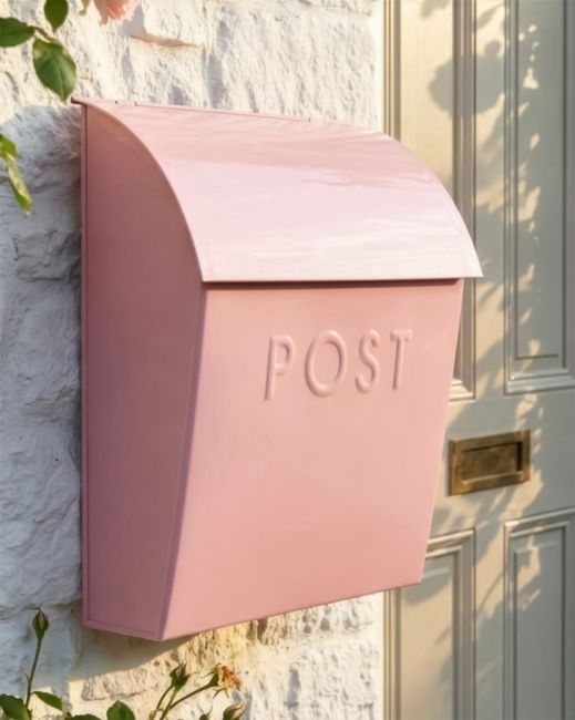 “Rose Mist” Light Pink Contemporary Post Box with Lock digital illustration copy