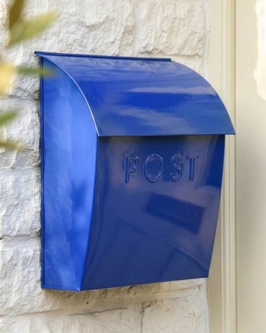 “Sapphire Lagoon” Dark Blue Contemporary Post Box with Lockdigital illustration copy