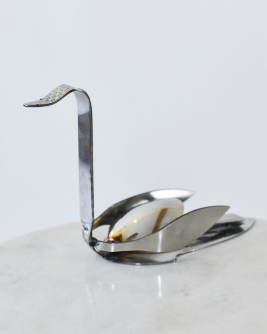 "Serene Swan" Upcycled Metal House Ornament