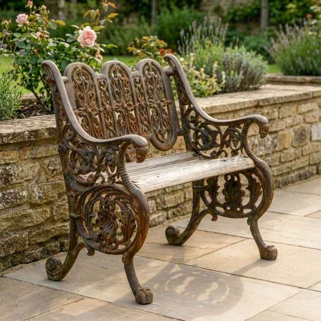 "Serpent" Rustic Cast Iron Gothic Bench