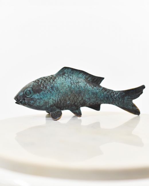 "Shadowed Sovereign" Koi Sculpture in Cast Brass