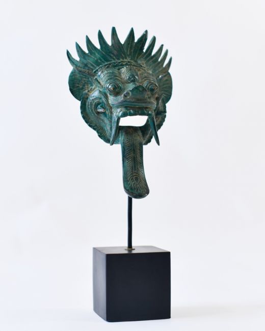 "Sovereign Guardian" Cast Brass Balinese Mask Ornament