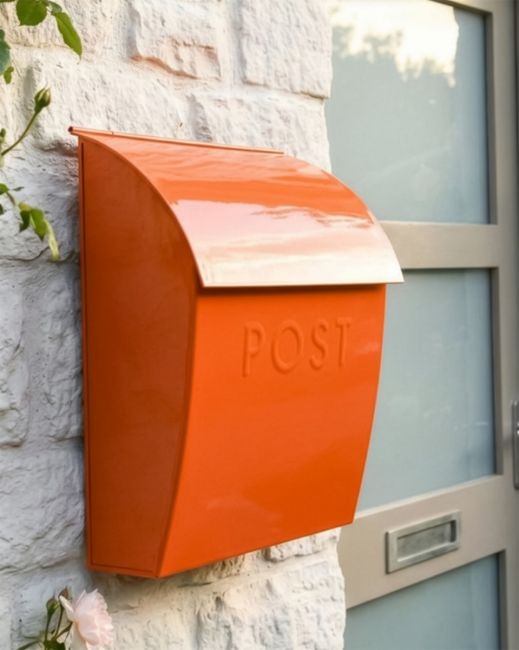 “Sunkissed Sienna” Orange Contemporary Post Box with Lock digital illustration