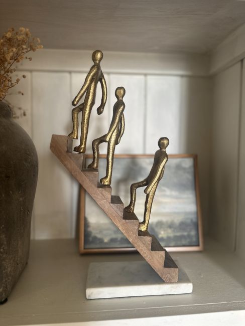 "The Higher you Climb" Aluminium, Mango Wood and Marble Sculpture - Gold "The Higher you Climb" Aluminium, Mango Wood and Marble Sculpture - Gold